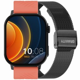SMARTWATCH GRAVITY GT15-3 CZERWONY PASEK SILIKONOWY + CZARNA BRANSOLETA