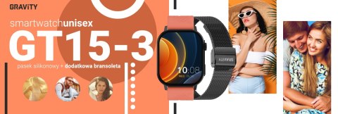 SMARTWATCH GRAVITY GT15-3 CZERWONY PASEK SILIKONOWY + CZARNA BRANSOLETA SMARTWATCH GRAVITY GT15-3 CZERWONY PASEK SILIKONOWY + CZARNA BRANSOLETA