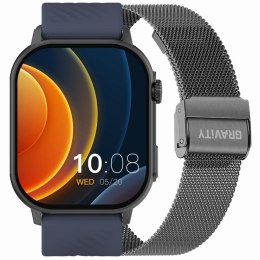 SMARTWATCH GRAVITY GT15-4 NIEBIESKI PASEK SILIKONOWY + TYTANOWA BRANSOLETA