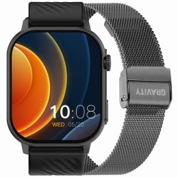 SMARTWATCH GRAVITY GT15-5 CZARNY PASEK SILIKONOWY + TYTANOWA BRANSOLETA