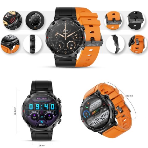 SMARTWATCH GRAVITY GT21-2 + POMARAŃCZOWY PASEK SILIKONOWY SMARTWATCH GRAVITY GT21-2 + POMARAŃCZOWY PASEK SILIKONOWY