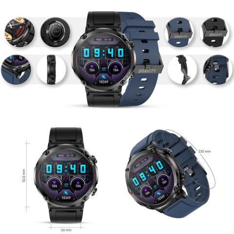 SMARTWATCH GRAVITY GT21-5 + GRANATOWY PASEK SILIKONOWY SMARTWATCH GRAVITY GT21-5 + GRANATOWY PASEK SILIKONOWY