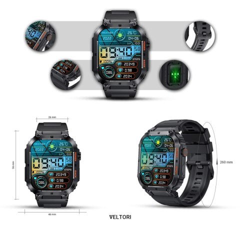 SMARTWATCH VELTORI VT200-1 CZARNY PASEK SILIKONOWY SMARTWATCH VELTORI VT200-1 CZARNY PASEK SILIKONOWY