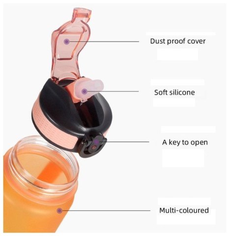 Butelka na wodę, bidon PANTERKA 1L ombre biały z czarnym BD43WZ1