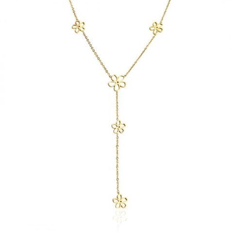 Naszyjnik stal szlachetna pozłacana 14k złotem, elegancki, zwisające NST2191