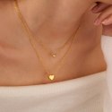 Naszyjnik stal szlachetna pozłacana 14k złotem, podwójny, SERCE, cyrkonia NST2149