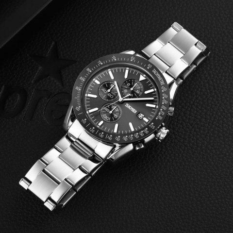 ZEGAREK MĘSKI SKMEI 9253SIBK + BOX ZEGAREK MĘSKI SKMEI 9253SIBK + BOX