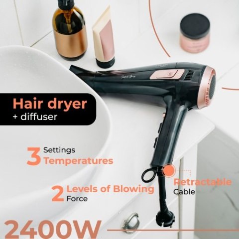 AD 2283 Suszarka ze zwijanym przewodem - 2400w + dyfuzor AD 2283 Suszarka ze zwijanym przewodem - 2400w + dyfuzor