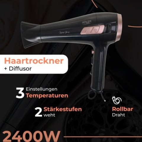 AD 2283 Suszarka ze zwijanym przewodem - 2400w + dyfuzor AD 2283 Suszarka ze zwijanym przewodem - 2400w + dyfuzor