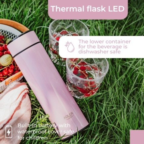 AD 4506 pink Termos led 473ml różowy AD 4506 pink Termos led 473ml różowy