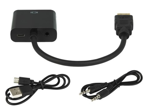 92-120# PRZEJŚCIE HDMI WTYK-VGA GNIAZDO+GNIAZDO 3,5+GNIAZDO MICRO+KABEL 92-120# PRZEJŚCIE HDMI WTYK-VGA GNIAZDO+GNIAZDO 3,5+GNIAZDO MICRO+KABEL