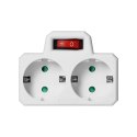 Rozgałęźnik 2x2P+Z (Schuko) z włącznikiem, biały