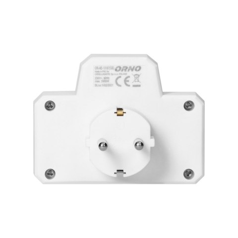 Rozgałęźnik 2x2P+Z (Schuko) z włącznikiem, biały Rozgałęźnik 2x2P+Z (Schuko) z włącznikiem, biały