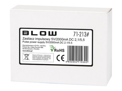 71-213# ZASILACZ IM PULSOWY 5V/2000MA 2,1/5,5 71-213# ZASILACZ IM PULSOWY 5V/2000MA 2,1/5,5