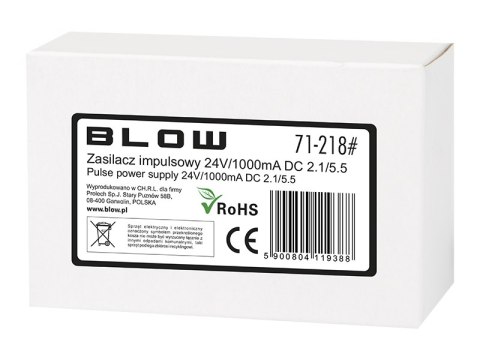 71-218# ZASILACZ IM PULSOWY 24V/1000MA 2,1/5,5 71-218# ZASILACZ IM PULSOWY 24V/1000MA 2,1/5,5