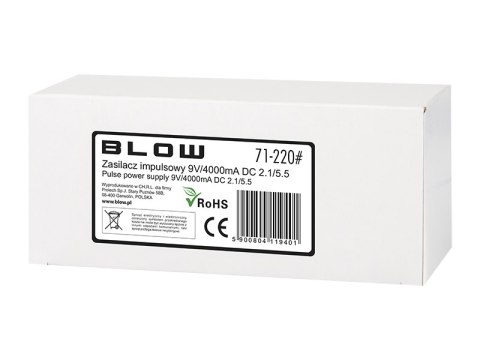 71-220# Zasilacz impulsowy 9v/4000ma 2,1/5,5 71-220# Zasilacz impulsowy 9v/4000ma 2,1/5,5