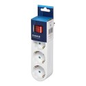 Rozgałęźnik 3x2P+Z (Schuko) z włącznikiem i wtyczką górną, biały