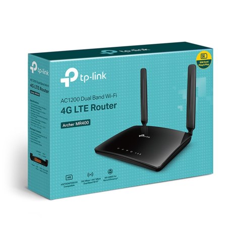 TP-LINK Dwupasmowy, bezprzewodowy router 4G LTE, AC1200 TL-Archer MR400 TP-LINK Dwupasmowy, bezprzewodowy router 4G LTE, AC1200 TL-Archer MR400