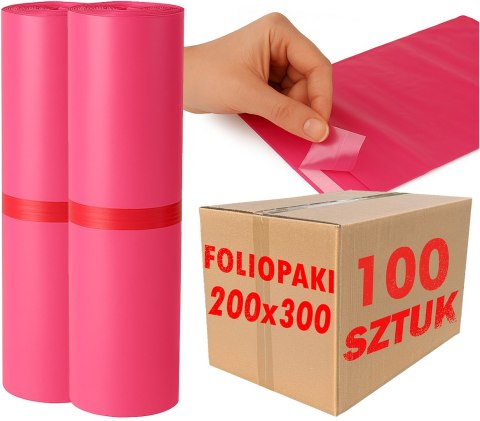 Foliopaki Kurierskie Różowe 200x300mm - 100 szt.