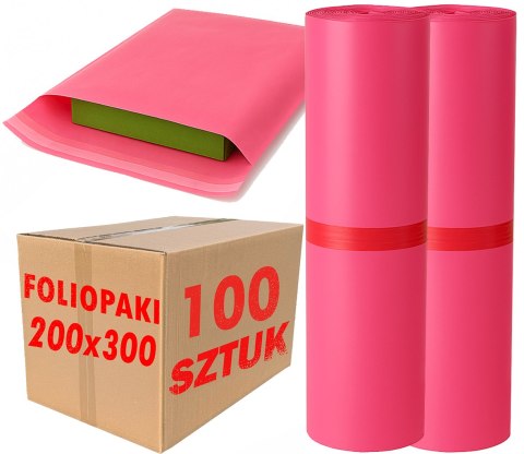 Foliopaki Kurierskie Różowe 200x300mm - 100 szt.