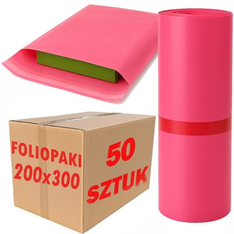 Foliopaki Kurierskie Różowe 200x300mm - 50 szt.