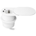 Gniazdo meblowe ?6cm, wpuszczane w blat z przesuwną pokrywką, ładowarką USB i przewodem 1,9m, 1x2P+Z (Schuko), 2xUSB (typ A+C; P