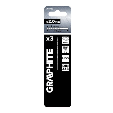 WIERTŁA DO METALU HSS, DIN 338, 2 MM, 3 SZT. WIERTŁA DO METALU HSS, DIN 338, 2 MM, 3 SZT.