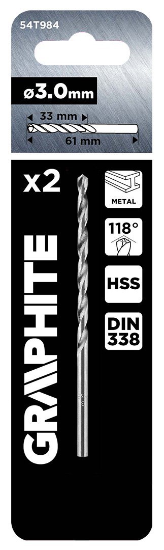 WIERTŁA DO METALU HSS, DIN 338, 3 MM, 2 SZT. WIERTŁA DO METALU HSS, DIN 338, 3 MM, 2 SZT.