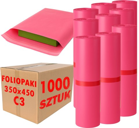 Foliopaki Kurierskie Różowe C3 350x450mm - 1000 szt.