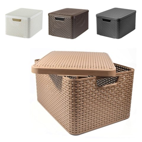 Koszyk z pokrywą Curver Rattan Style L kremowy Koszyk z pokrywą Curver Rattan Style L kremowy