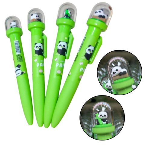 Długopis Żelowy Zielony Panda W Kopule Niebieski Tusz 0.5mm Długopis Żelowy Zielony Panda W Kopule Niebieski Tusz 0.5mm