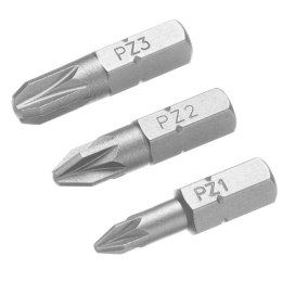 Końcówki wkrętarskie - pozidriv pz1,2,3/25 (3szt.)