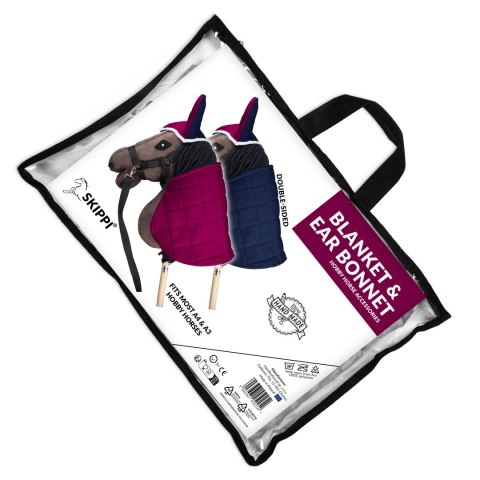 DERKA DWUSTRONNA I NAUSZNIKI SKIPPI DLA HOBBY HORSE - FUKSJA I GRANAT DERKA DWUSTRONNA I NAUSZNIKI SKIPPI DLA HOBBY HORSE - FUKSJA I GRANAT