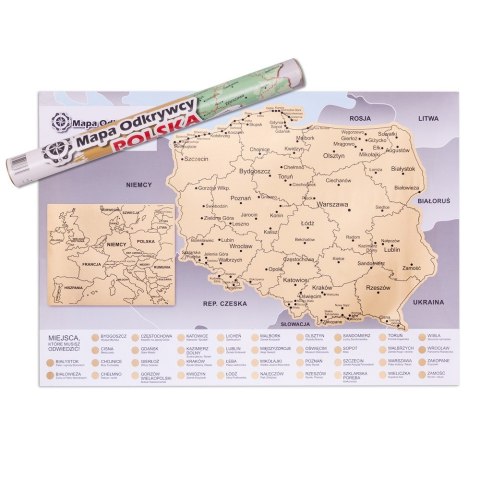 MAPA ODKRYWĆY POLSKA ZDRAPKA PODRÓŻNIKA PREZENT MAPA ODKRYWĆY POLSKA ZDRAPKA PODRÓŻNIKA PREZENT