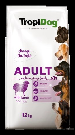Tropidog Premium Adult Medium & Large Breed Jagnięcina Z Ryżem 12kg