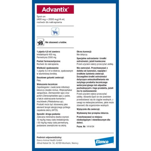 Bayer Advantix Krople Na Kleszcze I Pchły 4ml Bayer Advantix Krople Na Kleszcze I Pchły 4ml