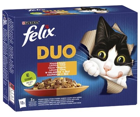 Felix Duo Wiejskie Smaki W Galaretce Z Mięsem 12x85g Felix Duo Wiejskie Smaki W Galaretce Z Mięsem 12x85g