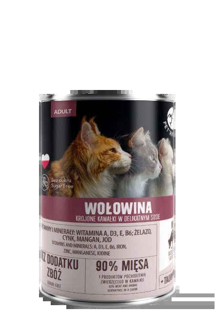 PetRepublic Wołowina Krojone Kawałki W Delikatnym Sosie 400g PetRepublic Wołowina Krojone Kawałki W Delikatnym Sosie 400g