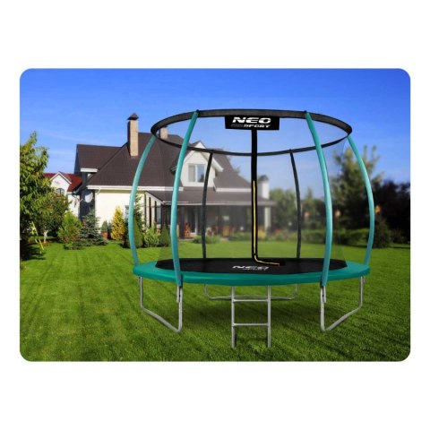 TRAMPOLINA OGRODOWA 10FT/312ĆM Z SIATKĄ, PROFILOWANYMI SŁUPKAMI I DRABINKĄ TRAMPOLINA OGRODOWA 10FT/312ĆM Z SIATKĄ, PROFILOWANYMI SŁUPKAMI I DRABINKĄ