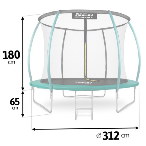 TRAMPOLINA OGRODOWA 10FT/312ĆM Z SIATKĄ, PROFILOWANYMI SŁUPKAMI I DRABINKĄ TRAMPOLINA OGRODOWA 10FT/312ĆM Z SIATKĄ, PROFILOWANYMI SŁUPKAMI I DRABINKĄ