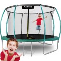 TRAMPOLINA OGRODOWA 12FT/374ĆM Z SIATKĄ, PROFILOWANYMI SŁUPKAMI I DRABINKĄ NEO-SPORT