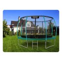TRAMPOLINA OGRODOWA 12FT/374ĆM Z SIATKĄ, PROFILOWANYMI SŁUPKAMI I DRABINKĄ NEO-SPORT
