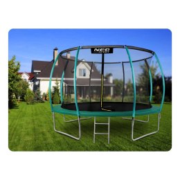 TRAMPOLINA OGRODOWA 12FT/374ĆM Z SIATKĄ, PROFILOWANYMI SŁUPKAMI I DRABINKĄ NEO-SPORT