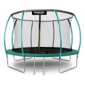 TRAMPOLINA OGRODOWA 12FT/374ĆM Z SIATKĄ, PROFILOWANYMI SŁUPKAMI I DRABINKĄ NEO-SPORT