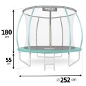 TRAMPOLINA OGRODOWA 8FT/252ĆM Z SIATKĄ, PROFILOWANYMI SŁUPKAMI I DRABINKĄ NEO-SPORT