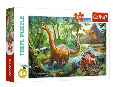 Puzzle 60 elementów - wędrówki dinozaurów Puzzle 60 elementów - wędrówki dinozaurów