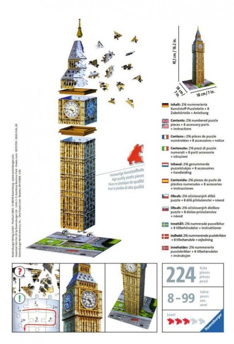 Puzzle 216 elementów big ben Puzzle 216 elementów big ben