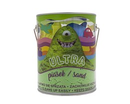 Piasek ultrapiasek puszka 900g 4 duże foremki 2 narzędzia zielony pojazdy
