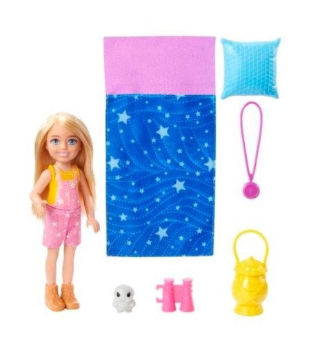 Zestaw barbie kemping chelsea lalka + śpiwór Zestaw barbie kemping chelsea lalka + śpiwór