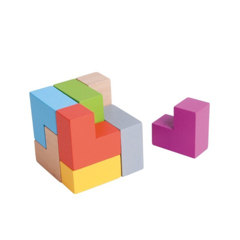 Gra układanka kostka drewniana 3d w puszce Gra układanka kostka drewniana 3d w puszce